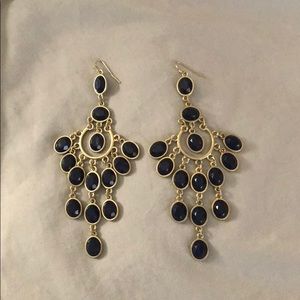 Chico’s Navy Blue & Gold Dangle Earrings